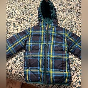 Hanna Andersson Blue and Green Plaid Puffer Jacket